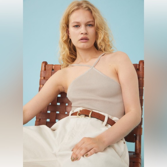 NWT H&M fifties crop top size XXl color - beige - Picture 3 of 16